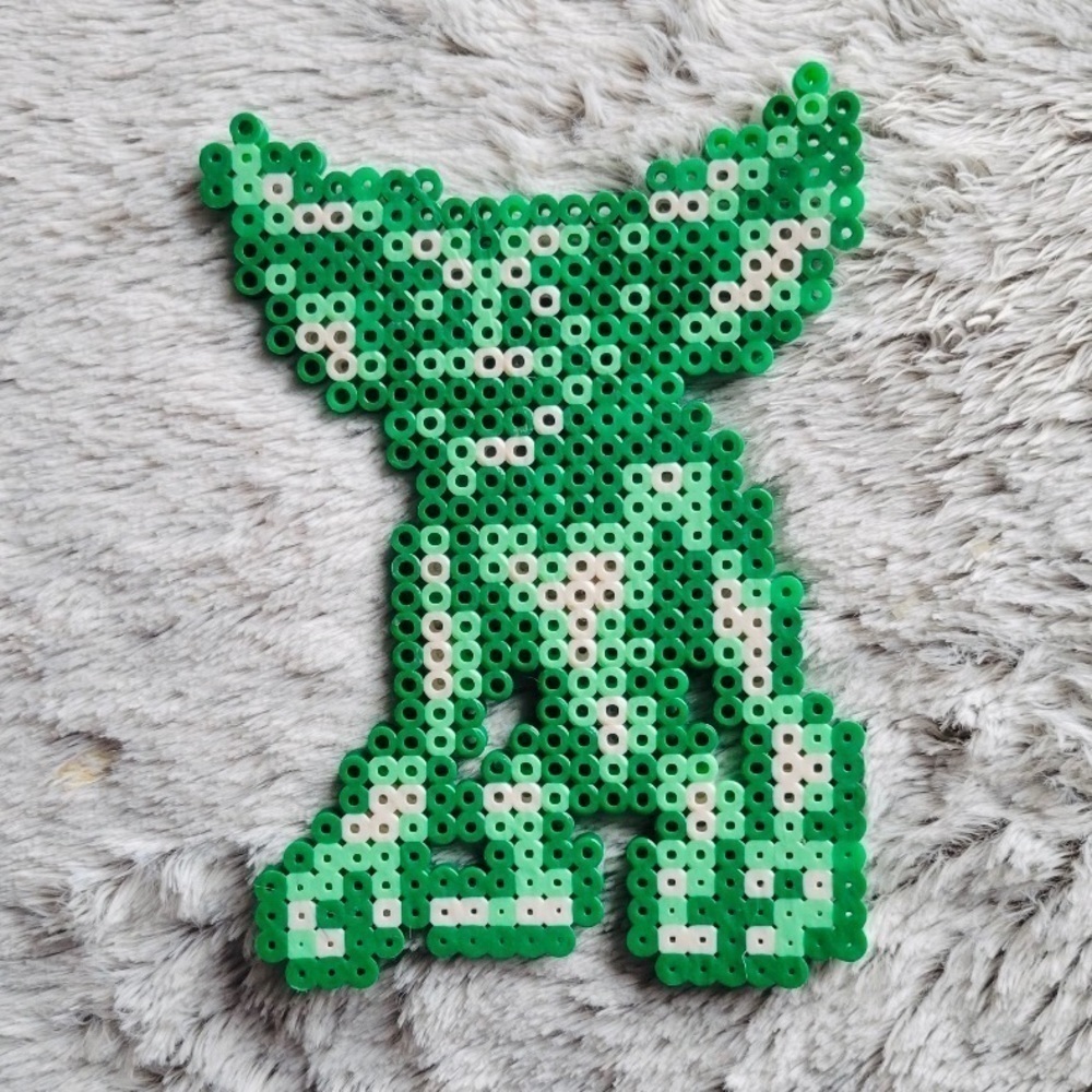 Gremlin Magnet green Retro 80s perler beads handmade collectible